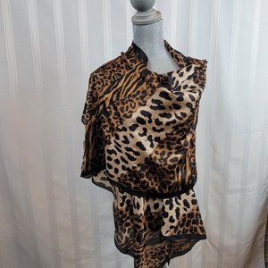 INC International Concepts Animal Print Scarf Black Neutral One Size